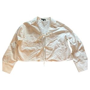 Women's White Tie Front Trendy Cute Blouse